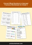 Convert mixed numbers to improper fractions worksheets for grade 4 bundle
