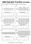Visual models for converting mixed numbers to improper fractions worksheets