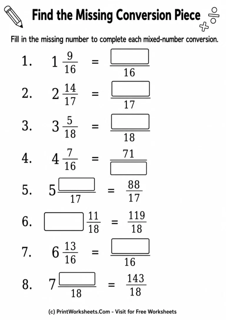 convert-mixed-numbers-to-improper-fractions-worksheets-for-grade-4-page-3 Convert Mixed Numbers to Improper Fractions Worksheets for Grade 4 - Worksheet Image