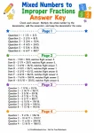 Answer key for mixed numbers to improper fractions worksheets