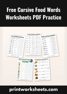 Cursive Writing Worksheet - Free Cursive Food Words Worksheets PDF Practice | Free Printable