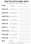 Read trace write cursive numbers twenty to thirty practice