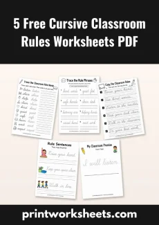 Cursive Writing Worksheet - 5 Free Cursive Classroom Rules Worksheets PDF | Free Printable