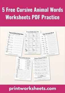 Cursive Writing Worksheet - 5 Free Cursive Animal Words Worksheets PDF Practice | Free Printable