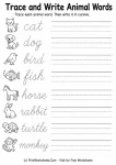 Trace and write cursive animal words worksheets pdf