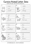 Cursive animal words worksheets letter joins practice