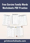 Free cursive family words worksheets pdf pack