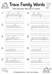 Trace family words cursive worksheets pdf