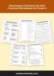 decompose fractions into unit fractions worksheets for grade 4