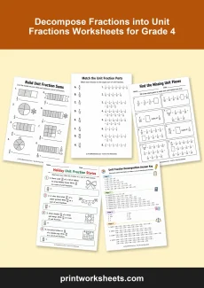 Fractions Worksheet - Decompose Fractions into Unit Fractions Worksheets for Grade 4 Free PDF | Free Printable