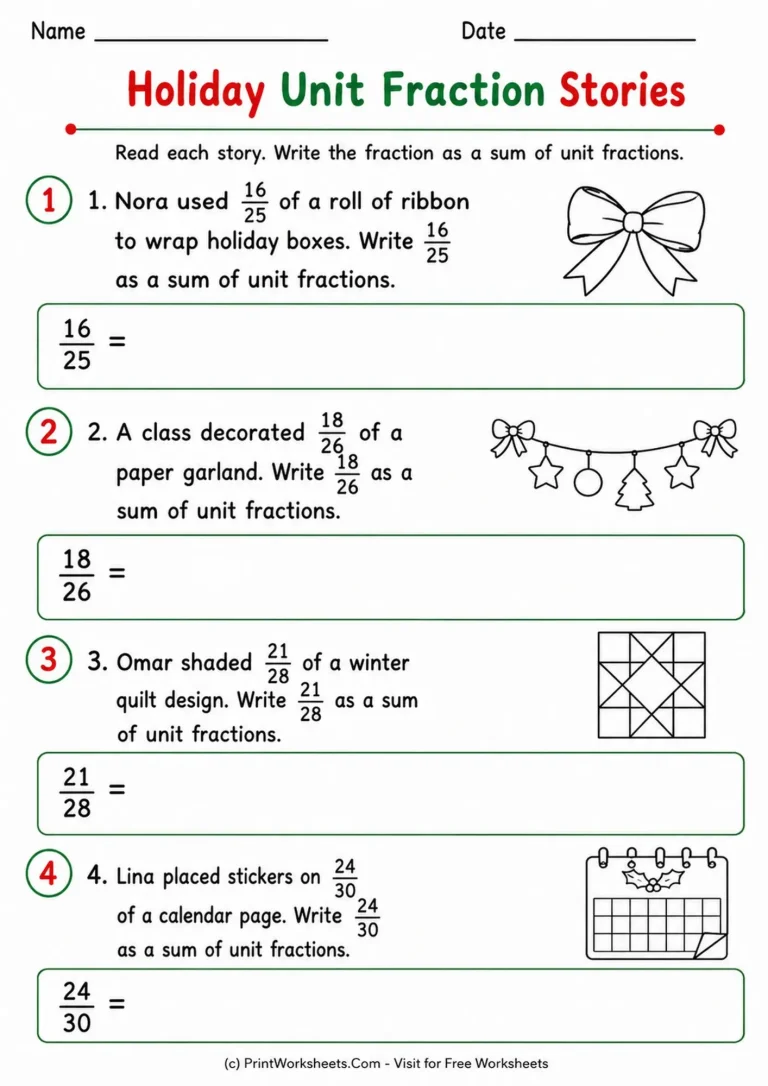 decompose-fractions-into-unit-fractions-worksheets-for-grade-4-page-4 decompose fractions word problems