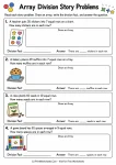 Colorful Grade 3 array division story problems with spaces to draw models and write equations