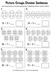Division number sentences from pictures worksheets for Grade 3