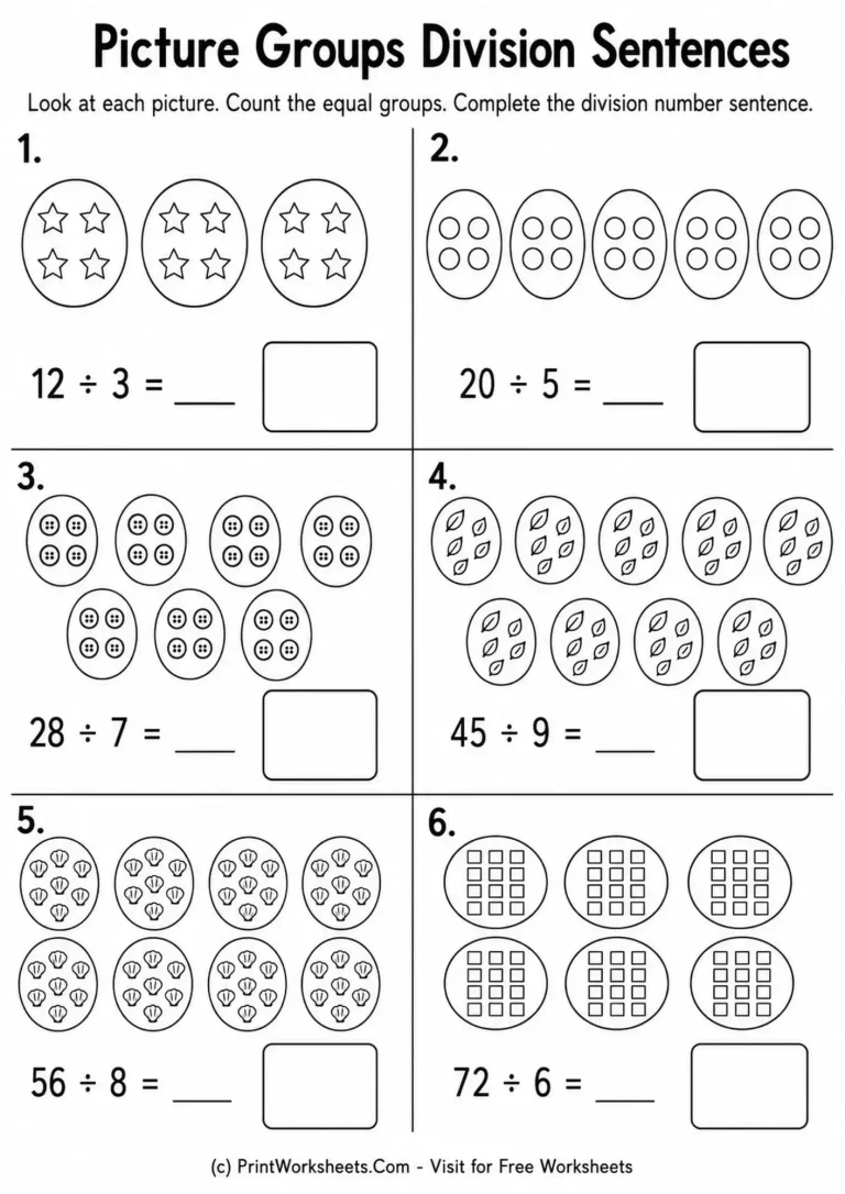 division-number-sentences-from-pictures-worksheets-for-grade-3-page-3 Division number sentences from pictures worksheets for Grade 3