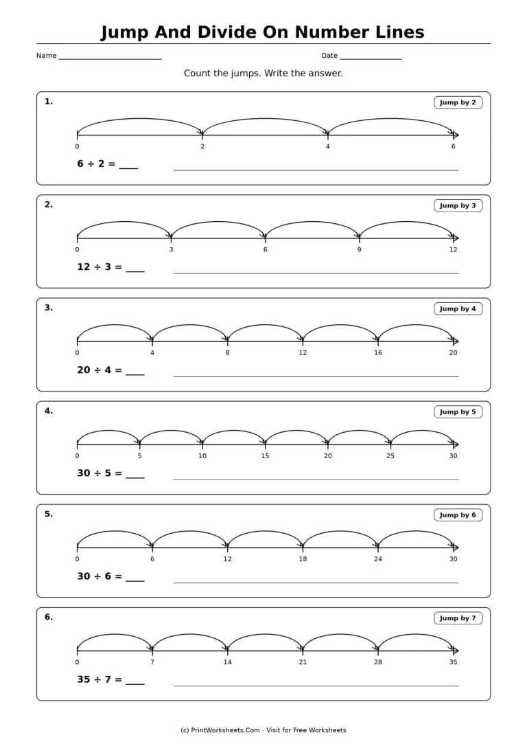 division-on-number-lines-worksheets-for-grade-3-page-1 Division on number lines worksheets for Grade 3