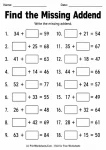 Build the missing number place value double digit addition missing addends worksheets