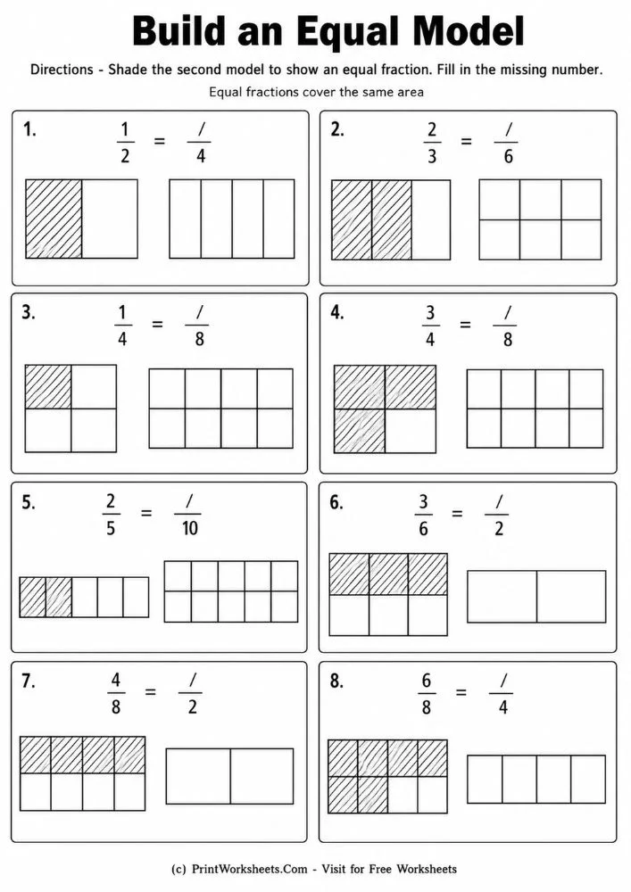 Build an Equal Model Build an equal model shade the second fraction