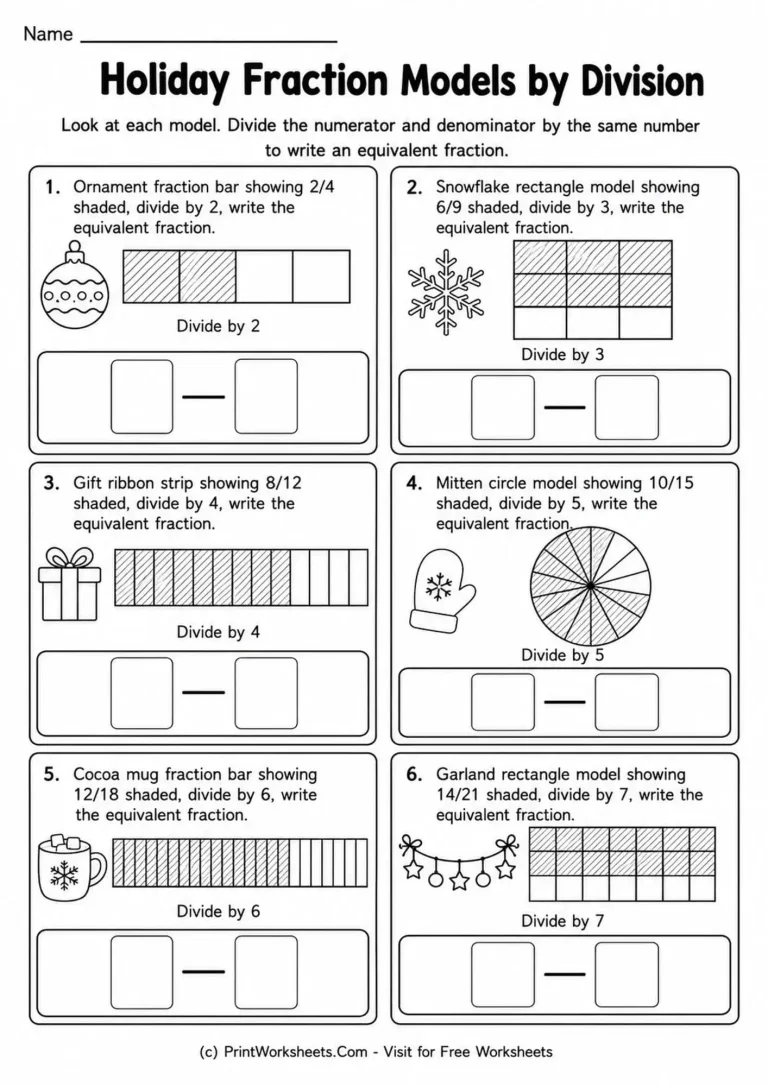 equivalent-fractions-with-division-worksheets-for-grade-4-page-1 Visual equivalent fractions with division worksheets for grade 4