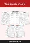 equivalent fractions with fraction strips worksheets for grade 3 pdf pack