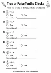 True or false error analysis for decimal tenths worksheets