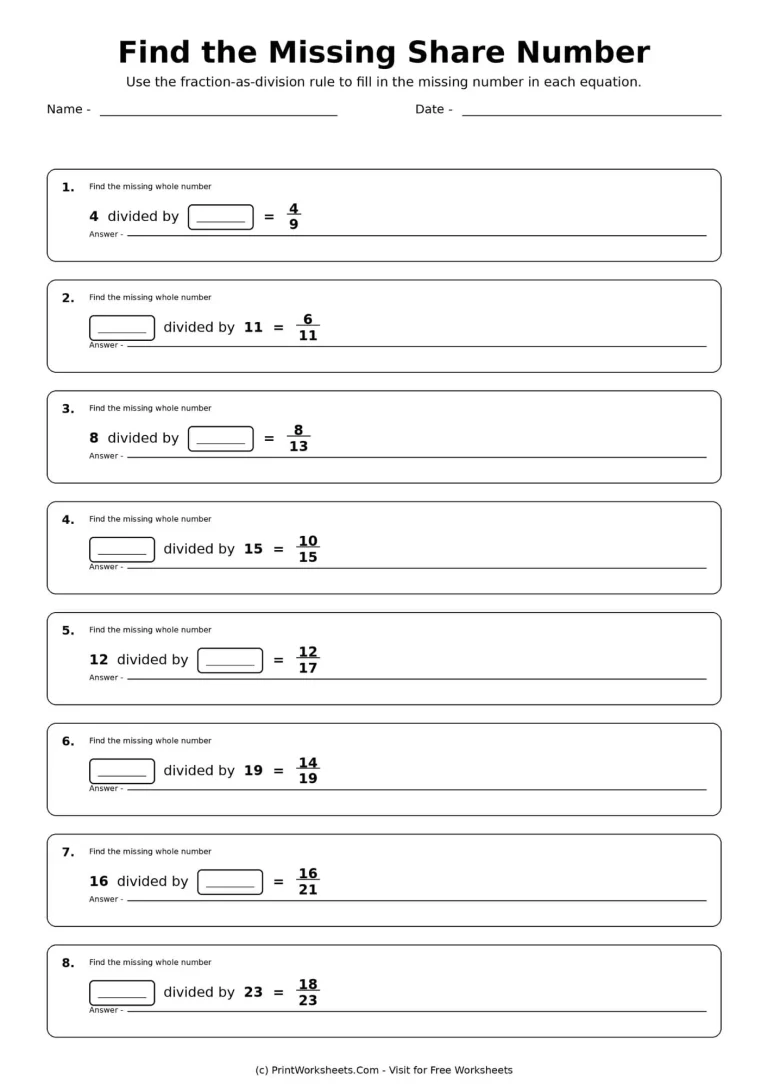 Missing numbers in fraction division equations