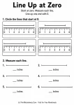 Line up at zero measuring with a ruler worksheets