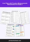 Line plots with fraction measurements worksheets for grade 4 bundle