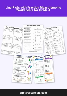 Fractions Worksheet - Line Plots with Fraction Measurements Worksheets for Grade 4 | Free Printable