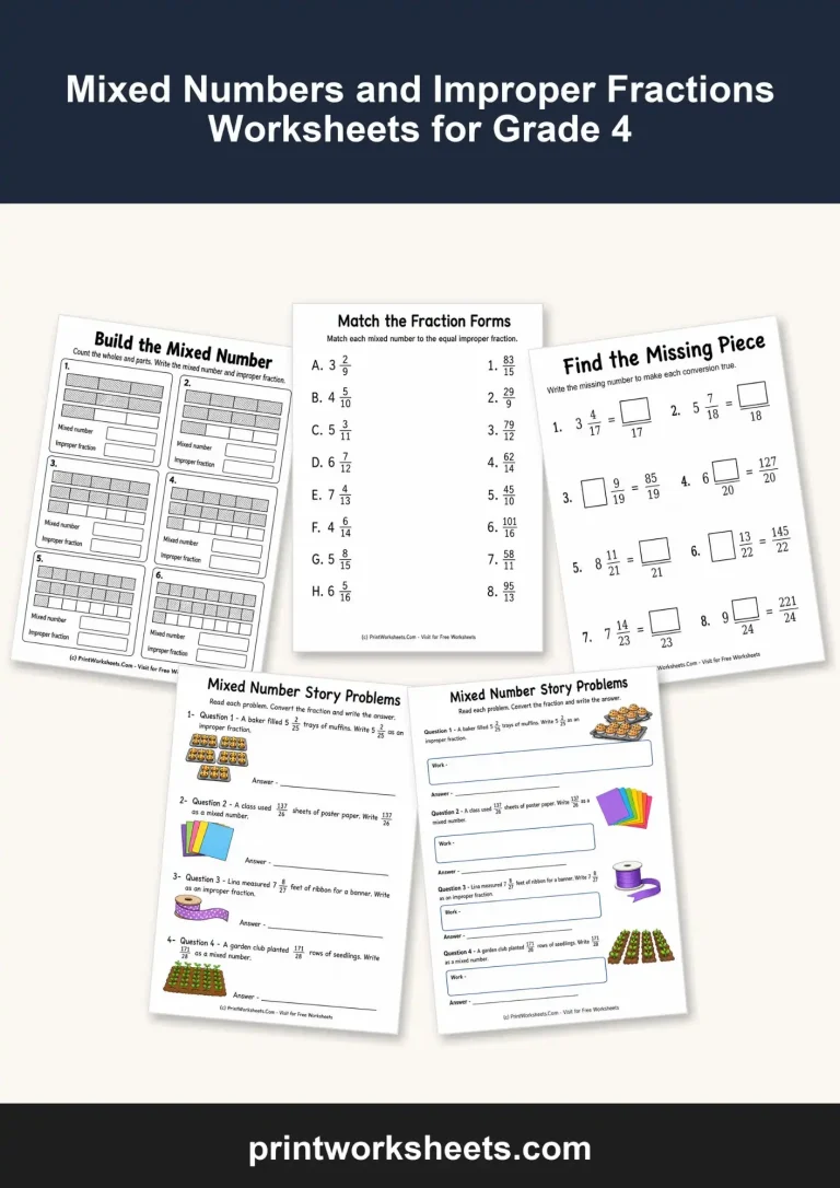 mixed-numbers-and-improper-fractions-worksheets-for-grade-4-featured Free mixed numbers and improper fractions worksheets for Grade 4