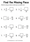 Missing number mixed number and improper fraction conversion worksheet for Grade 4