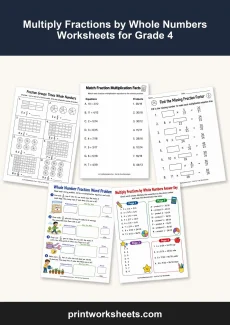 Fractions Worksheet - Multiply Fractions by Whole Numbers Worksheets for Grade 4 | Free Printable