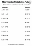 Matching fraction multiplication facts practice printable for fourth grade