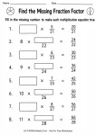 Missing fraction factor worksheet for 4th-grade math practice