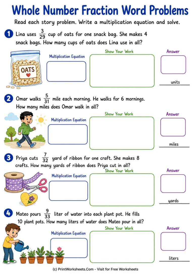 multiply-fractions-by-whole-numbers-worksheets-for-grade-4-page-4 Whole number and fraction word problems worksheet printable