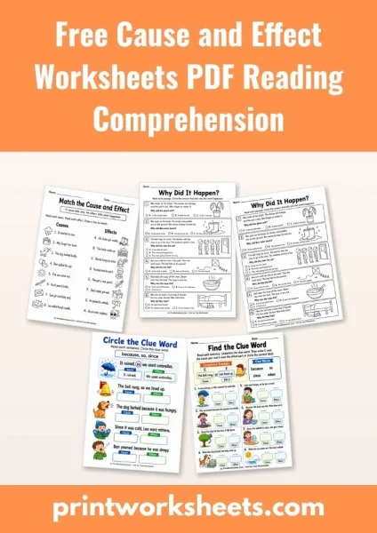 Free Cause and Effect Worksheets PDF Reading Comprehension