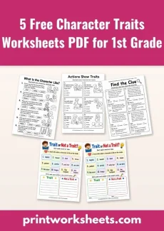 Reading Comprehension Worksheet - 5 Free Character Traits Worksheets PDF for 1st Grade | Free Printable
