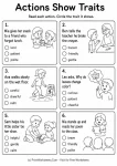 Actions show traits identifying character traits worksheets pdf