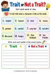 Trait or not a trait sorting character traits worksheets printable