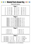 Answer key for Grade 3 multiplication and division fact family worksheets