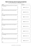 Grade 3 sharing and grouping division matching worksheet