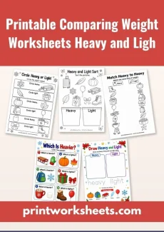 Weight Worksheets Worksheet - Printable Comparing Weight Worksheets Heavy and Light PDF | Free Printable