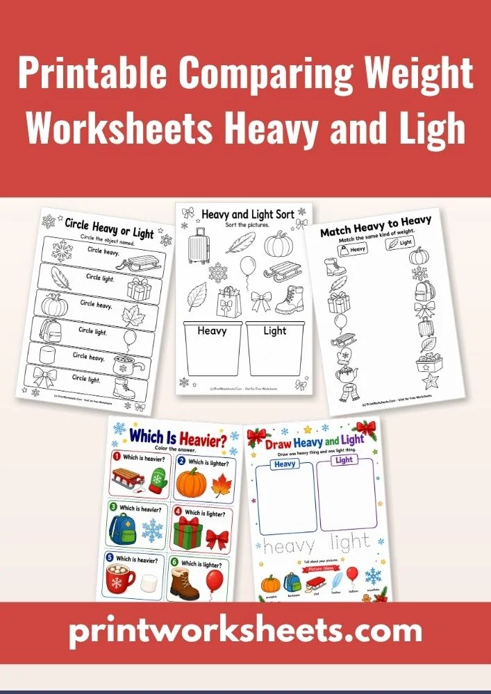 Weight Worksheets Worksheet - Printable Comparing Weight Worksheets Heavy and Light PDF | Free Printable