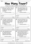 How many fewer comparative subtraction math practice