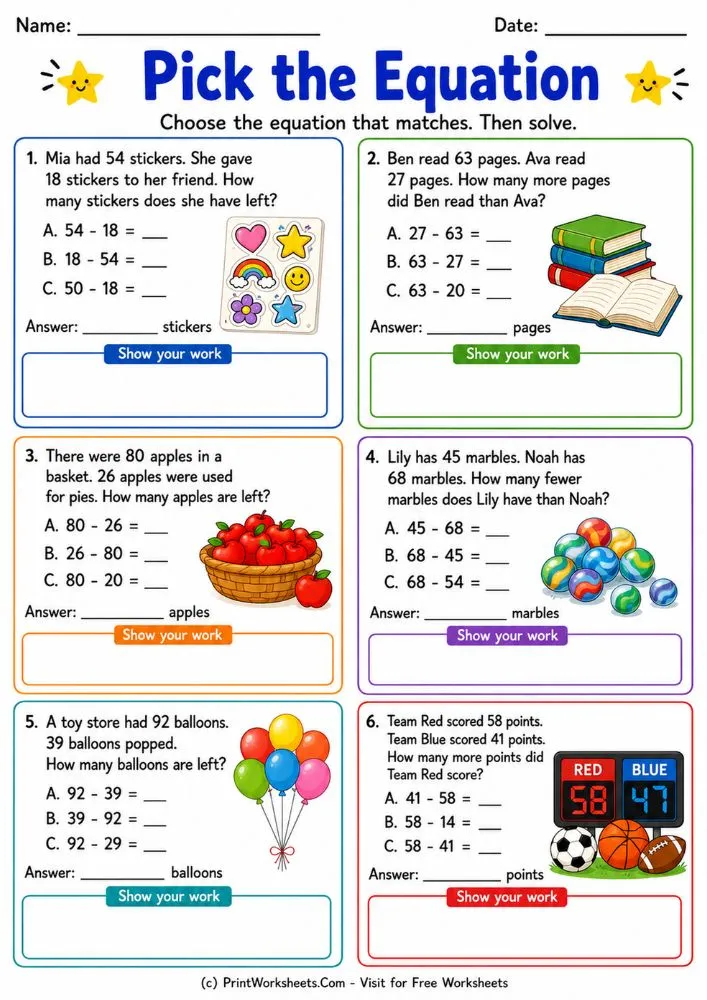 subtraction-word-problems-worksheets-for-grade-2-page-5 Free Subtraction Word Problems Worksheets for Grade 2 PDF - Worksheet Image