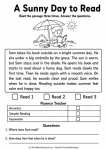 1st grade summer reading comprehension worksheets pdf