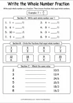 Whole number fraction writing matching and selection practice