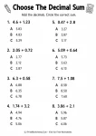 Grade 4 multiple choice decimal addition practice