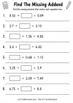 Missing addend decimal equations for Grade 4