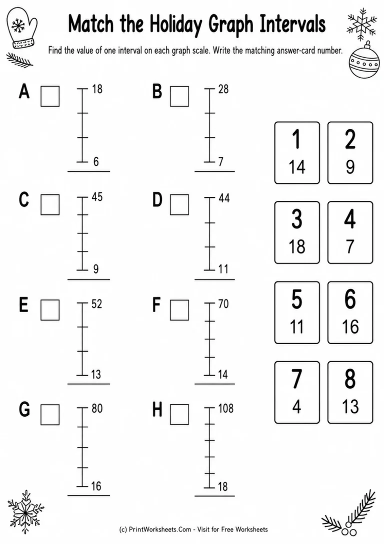 Match the Holiday Graph Intervals Match the Holiday Graph Intervals printable worksheet