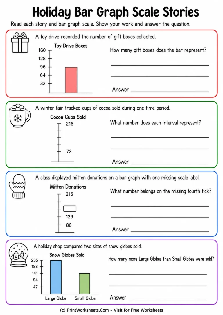 Holiday Bar Graph Scale Stories Holiday Bar Graph Scale Stories printable worksheet